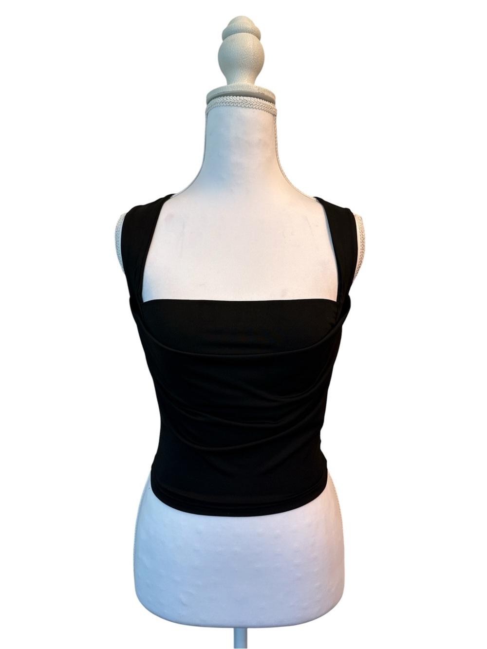 Commense Black Square Neck Tank Top